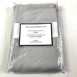 Williams Sonoma Home Border Pique Textured Standard Sham 20" X 27" Gray 100% Cot